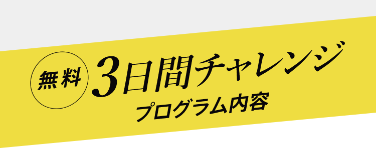 無料 3日間チャレンジプログラム内容